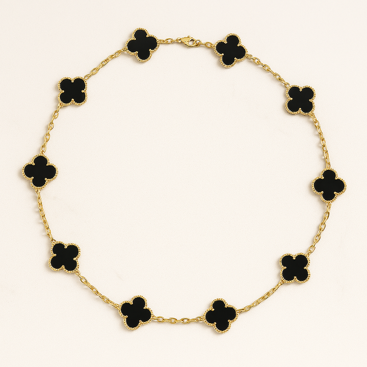 10 MOTIF LIONA CLOVER NECKLACE - BLACK