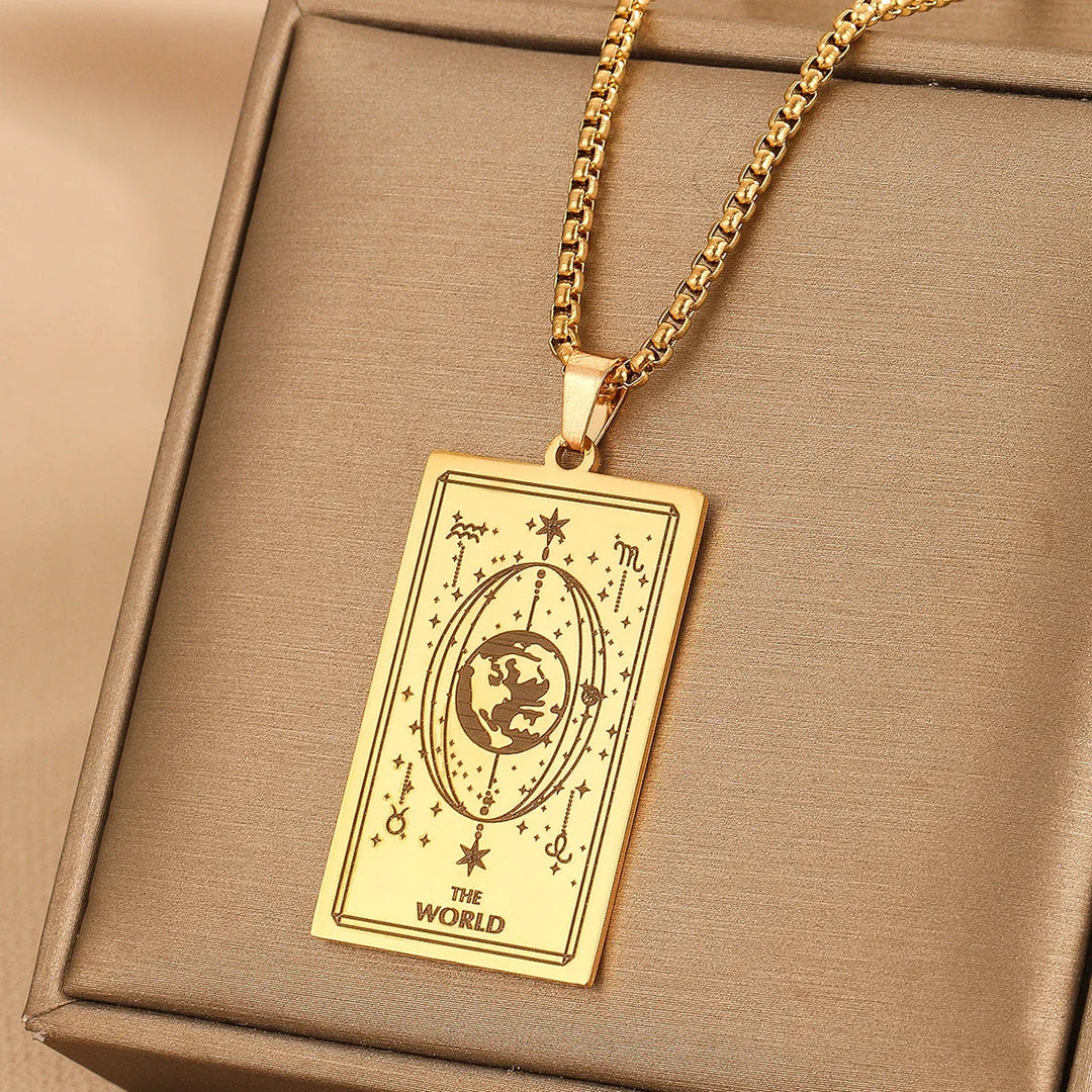 GOLDEN TAROT CARD NECKLACE