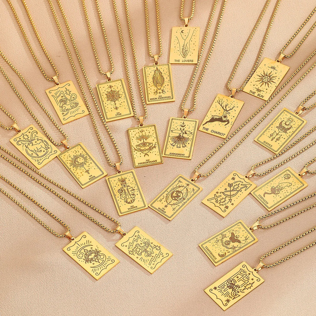 GOLDEN TAROT CARD NECKLACE