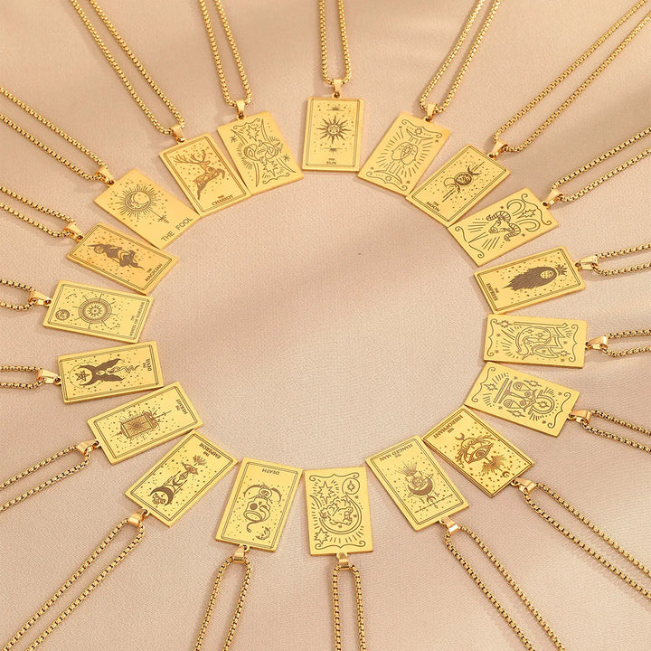 GOLDEN TAROT CARD NECKLACE
