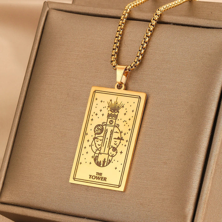 GOLDEN TAROT CARD NECKLACE