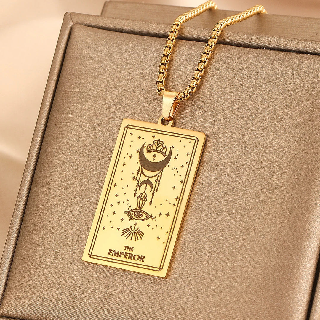 GOLDEN TAROT CARD NECKLACE
