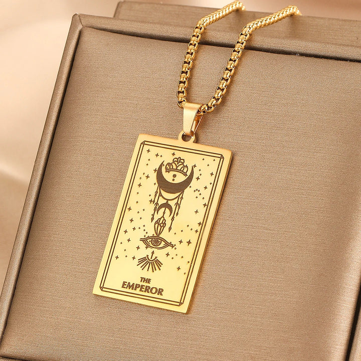 GOLDEN TAROT CARD NECKLACE
