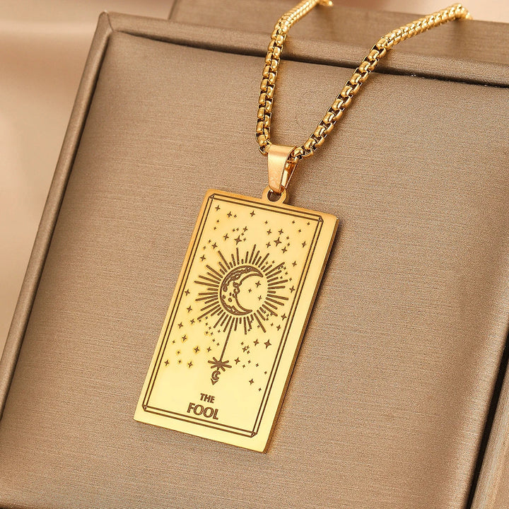 GOLDEN TAROT CARD NECKLACE